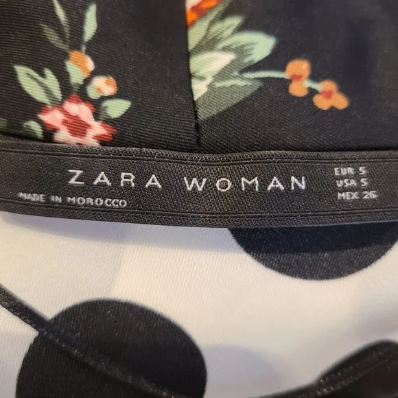 ZARA FLORAL PRINT POLAK DOT AND PATCHWORK DRESS - STUNNING - SIZE S - Picture 16 of 16